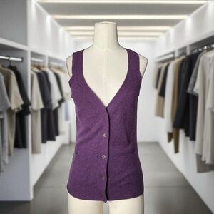 TRINA TURK |  100% Cashmere Button Down Purple Sleeveless Blouse